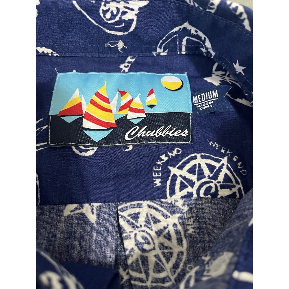 Chubbies Shirt Mens Med Blue Pineapple Nautical Hawaiian Camp Button Up Casual - Picture 2 of 6